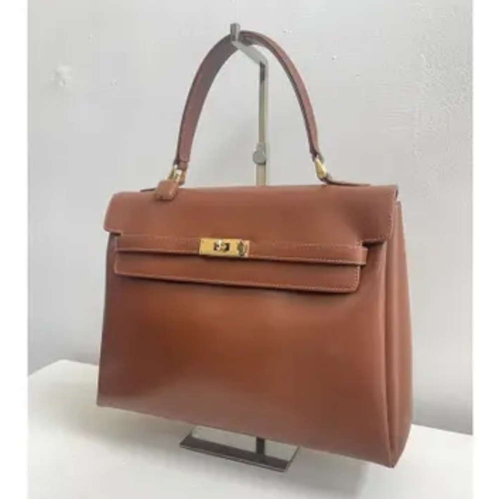 Classic Brown Leather Satchel Handbag